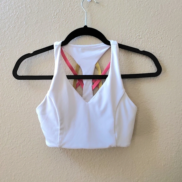 🥳HP🥳Fabletics | Kessler High Impact Racerback Sports Bra White/Plush Pink XXS - Picture 2 of 14